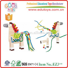 New Design Educational Game Wooden Horse Kids Lacing Toys